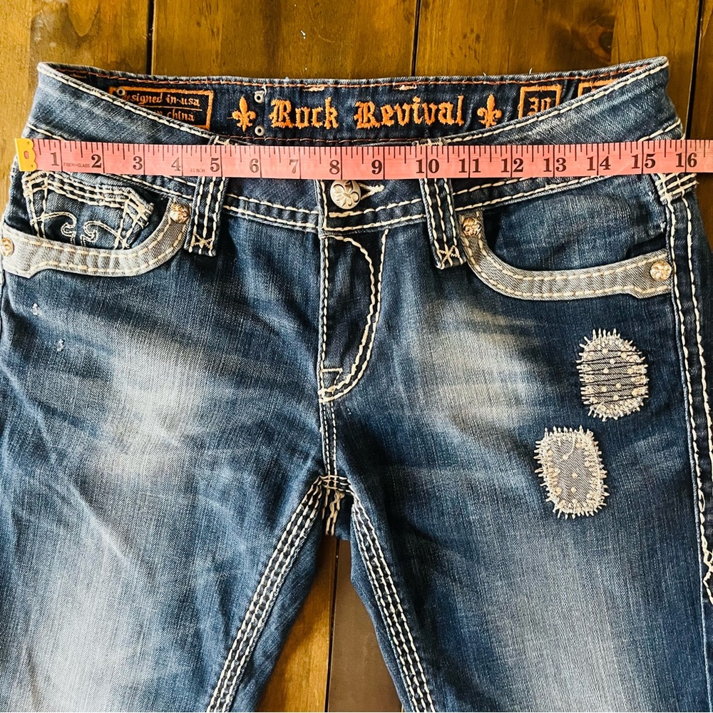 Rock Revival Alanis Boot Cut Woman’s Jeans Size 30 Denim Wash Embroidered - Picture 7 of 16